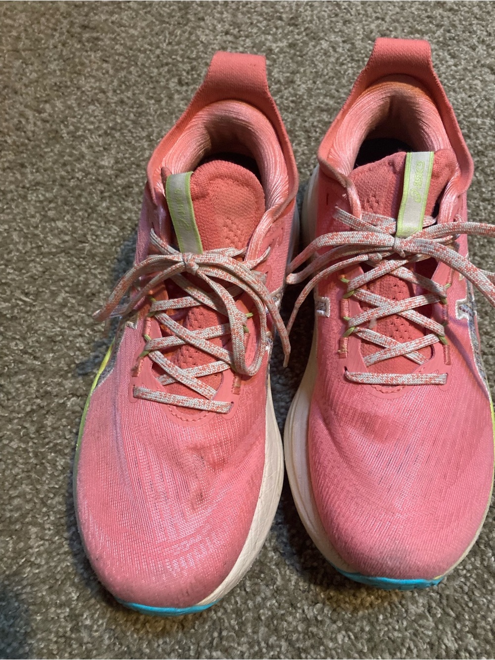 Asics Coral Pink Women's Athletic Shoes with Lime Accents